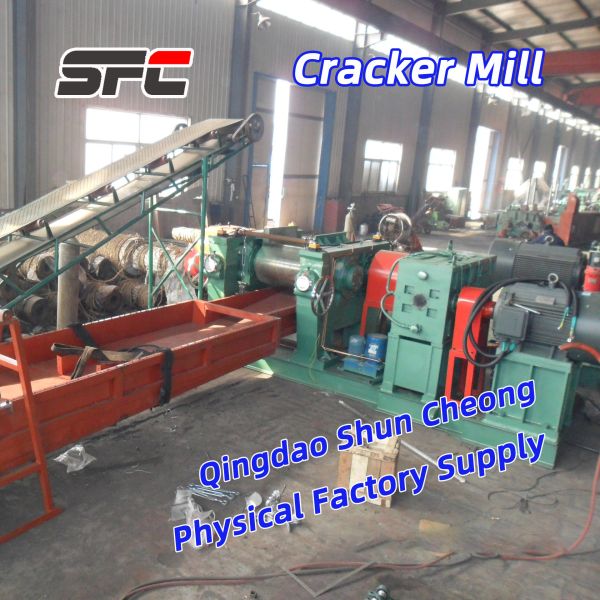 Factory Direct Sale Rubber Crusher & Rubber Cracker with Alloy Chilled Cast Iron Rolls and Emergency Pulling Up Equipment for Tire Recycling