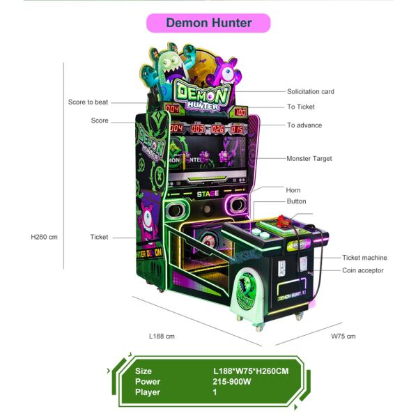 Coin Operated Indoor Play Equipment for Adults Children Shooting Game Demon Hunter