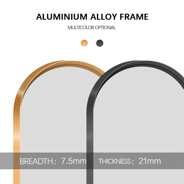 Aluminum Frame Minimalist Full Length Mirror Runway Shape Ledge Standing Dressing Mirror