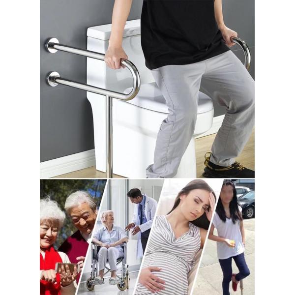 Rust Proof U Shaped Floor Mounted Grab Bars With Polished Chrome Brushed Nickel