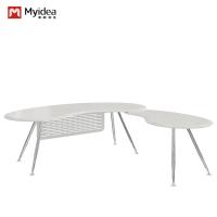 Table de montagne blanche de neige et pieds en métal, personnel exécutif bureau moderne poste de travail bureau de soutien personnalisation