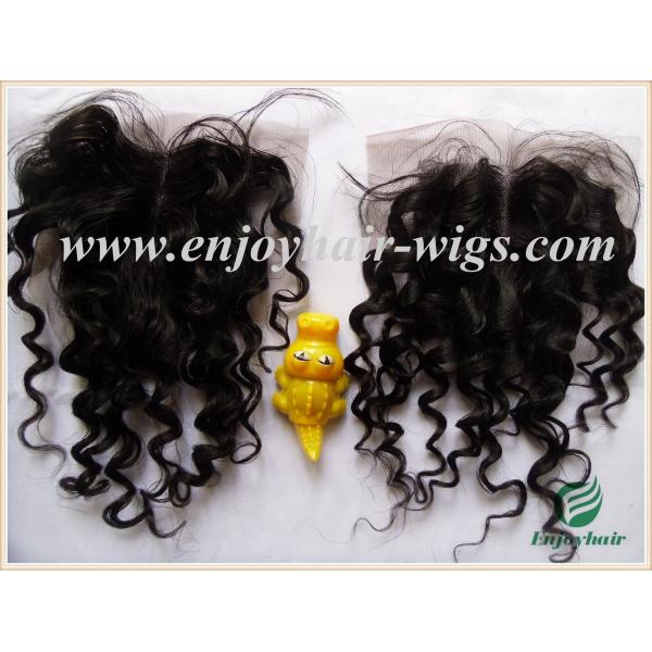 Lace top closure 4''x4'' ,malaysian virgin hair natural color deep wave 10''-24''length