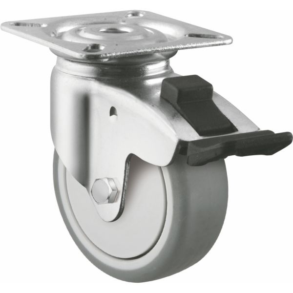 Stainless Steel SUS304 Institutional 50mm Ball Bearing Castor Thermoplastic Rubber Anti-rusting Caster Wheel