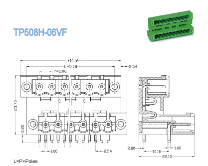 Passo de encaixe 5.08mm 300V 18A 2 x 2P do bloco terminal - 22 soquetes Pluggable do homem do encabeçamento de bloco terminal de x 2P
