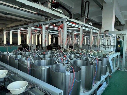 24-Station Rotary Coating Line for Internal Coating of Pulp Molding | High-Volume Automated Production System