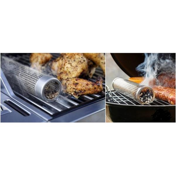 Pelotilla de madera de la parrilla del tubo del fumador del Bbq de la malla del generador frío caliente del humo que fuma