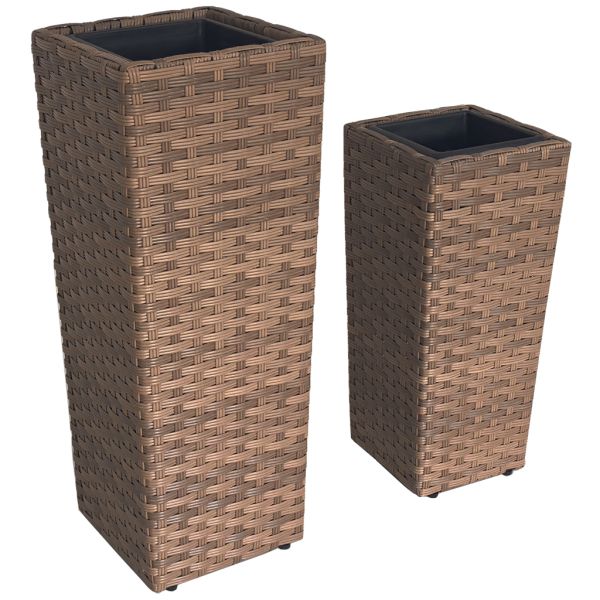 Outdoor Indoor Rattan Flower Pot Wicker Garden Planter Stand