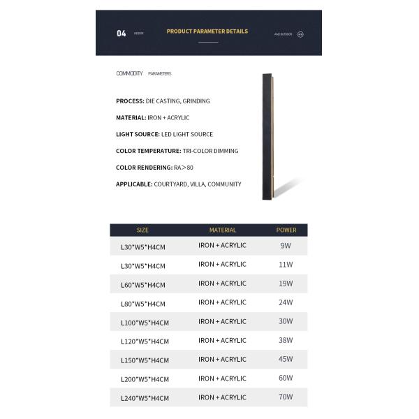 3000K Outdoor Waterproof LED Wall Lights For Living Room 9w 30w 60w 70w