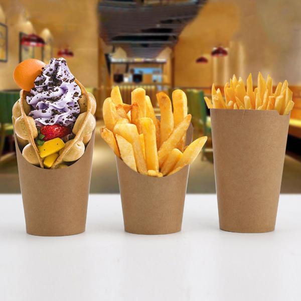 US Charcuterie Cups Kraft with Sticks 12 Oz French Fry Holder Paper Appetizer Cups