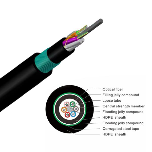 48 Core SM Armored Underground Teleommunication Optic Fiber Cable GYTY53