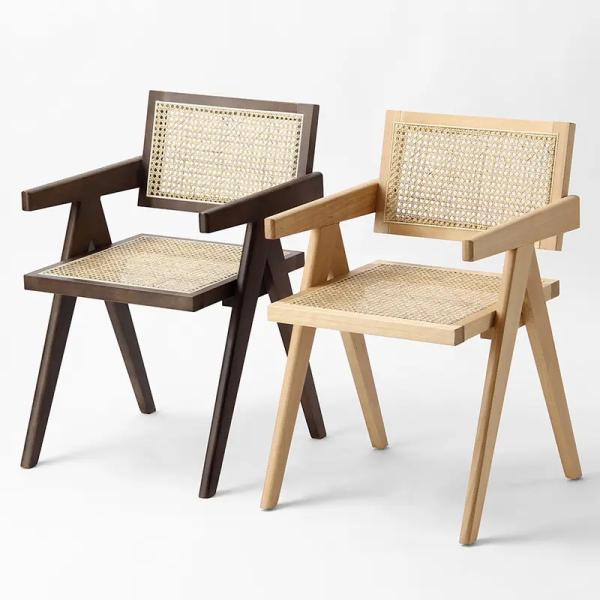 Party Wood And Cane Dining Chairs Adjustable Size Wood Rattan Dining Chair
