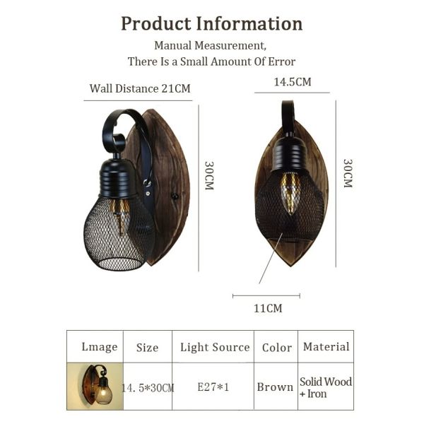 Coffee Restaurant Bar Antique Vintage Black Iron Net wall lamp (WH-VR-130)