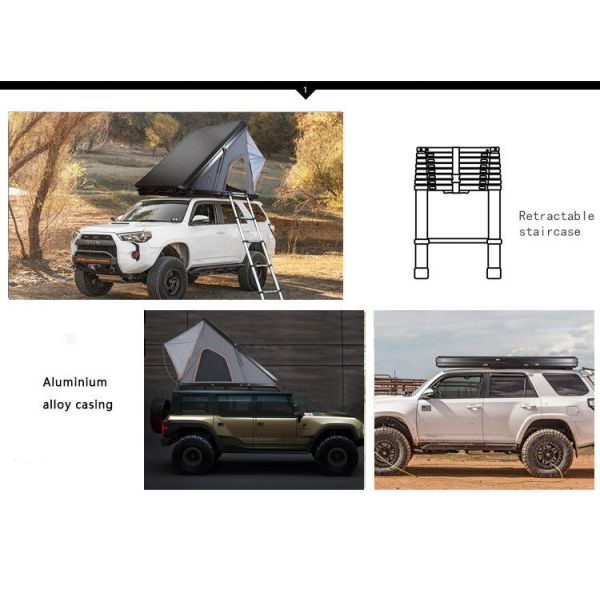Camping Aluminum 4 Person Roof Top Tent Car Rooftop Tent Triangle  Hard Shell Top Roof Tent