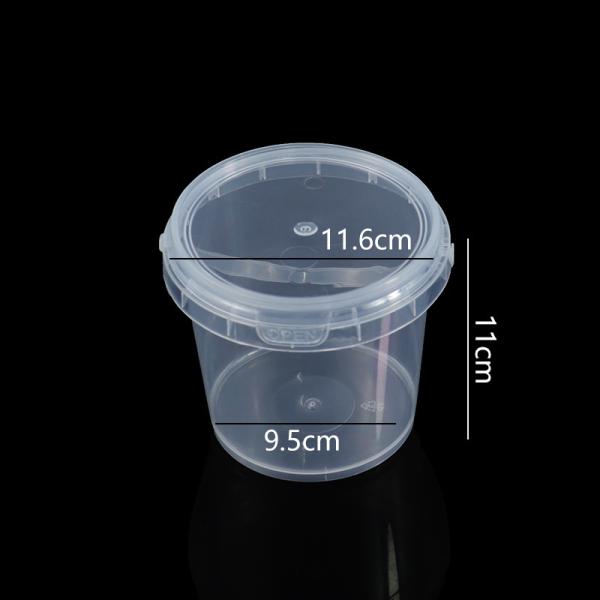 500ml 1L 2L 3L 4L 5L Factory Supply Handle Food Grade Packing Bucket Round White Clear Plastic Round Bucket With Lid