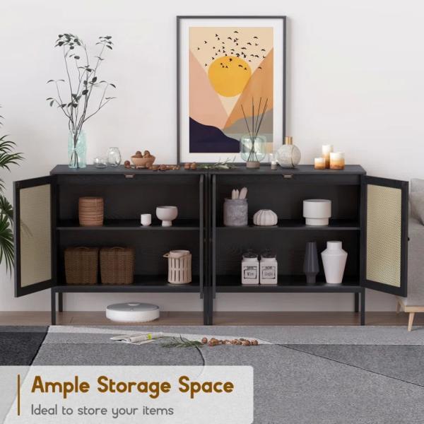 Decorative MDF Slat Wood Cabinet Sideboard Kitchen Apartment