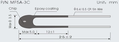 NTC Epoxy Coated Thermistors MF5A-3B Series For Temperature Sensing