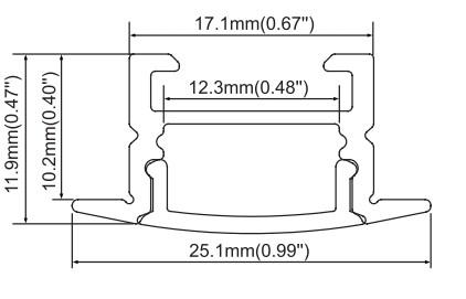 Cabinet Lighting Series Aluminum profile for furniture 25x12mm (0.99x0.47) mini size