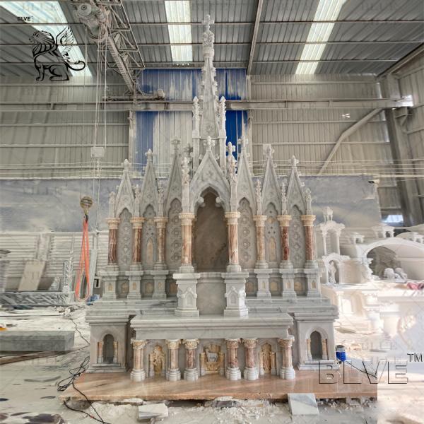 Natural Stone Marble Altar Table Hand Carved Church Luxury Design Religious Decoration