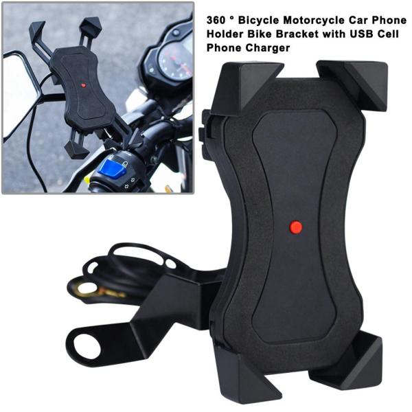 FCC 360D Waterproof Heavy Duty Motorcycle Phone Mount , USB ABS Telescopic Phone Holder