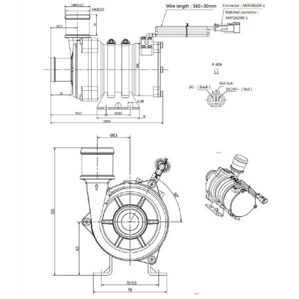OWP-BL43-200 Фиксированный электронный насос для воды 24VDC 250W высокая головка 16M.