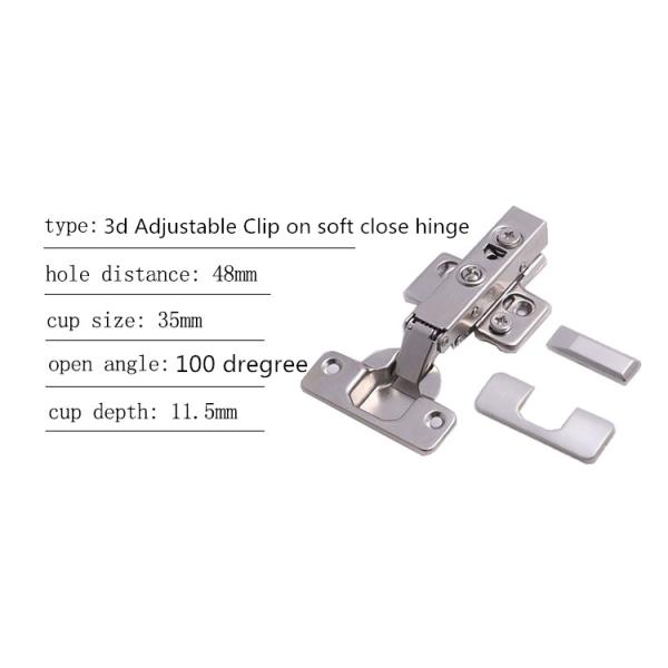 Foshan Furniture Hinge 3D Cabinet Soft Closing Kitchen Accessories Hardware Fittings