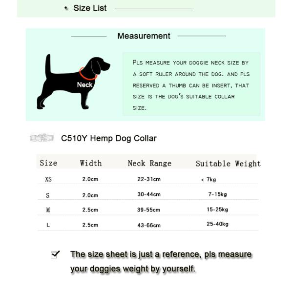 C510Y Wholesale Custom Logo Nature Hemp Webbing Pet Lead Hemp Dog Collar