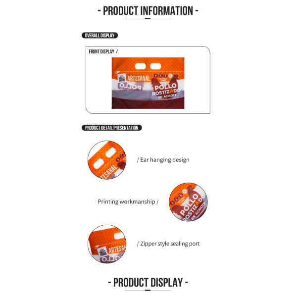Настройка ручной прокол отверстие резьба верхний жареный куриный пакет упаковки пластиковый жареный жареный куриный пакет