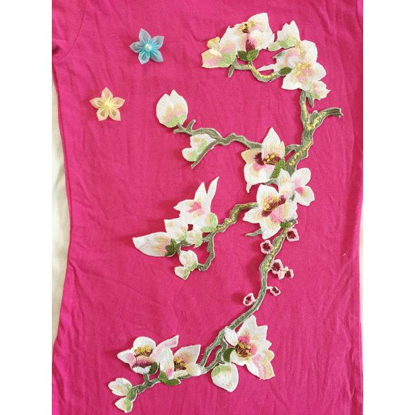 Hot Fix Motif mangnolia  Embroidery Lace Flower for Cheongsam