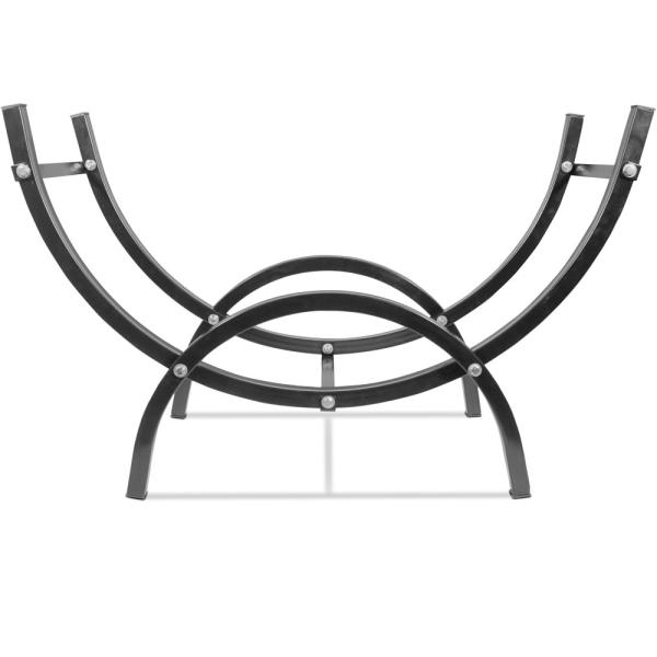 8' Black Steel Fence Crescent Firewood Rack 98” Width Attractive Curved Design