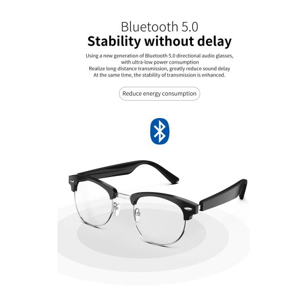 Nylon TR90 Frame UV400 Lens Bluetooth Smart Glasses For Outdoor Cycling