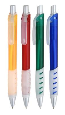 rubber grip click style plastic ball pen,direct from china manufacturer
