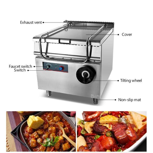 12kw Stainless Steel Tilting Braising Pan Multiple Burners Electronic Ignition Hotel Kitchen