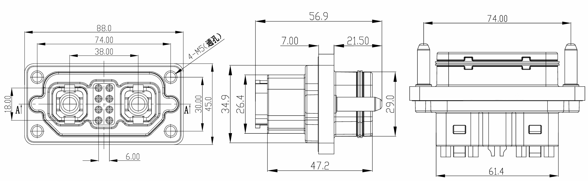 2+8P 100A 200A stackable high current energy storage connector for lithium battery packs