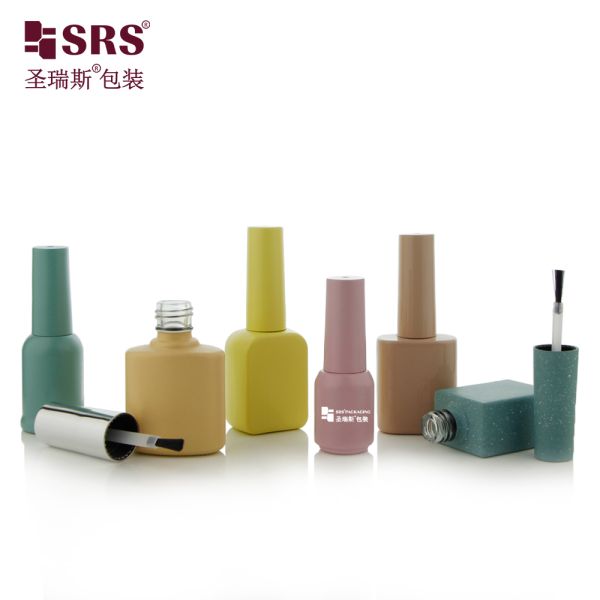 Customize Color Glass Bottle With Brush For Nail Polish Empty Makeup Bottles Packaging Painted Color With Logo Printing