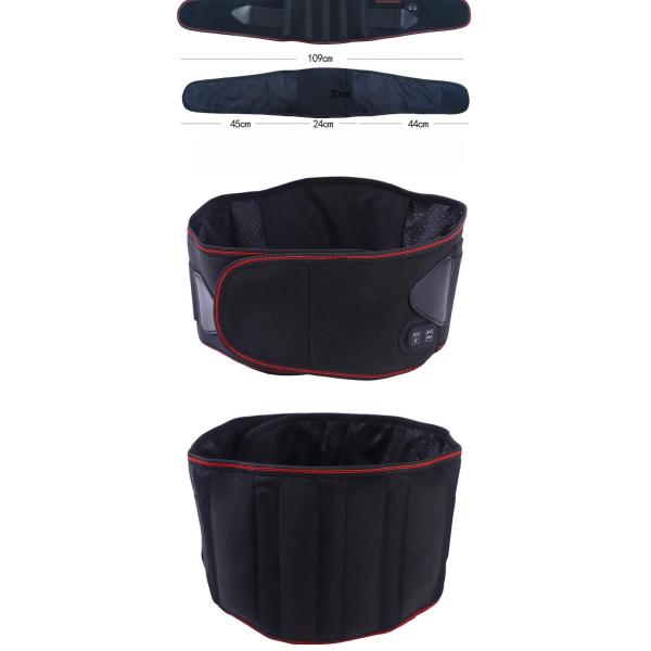 Infrared Physiotherapy Adjustable Hot Compress Lumbar Massage Lower Back Brace Belt for Pain Relief and Support in Blac