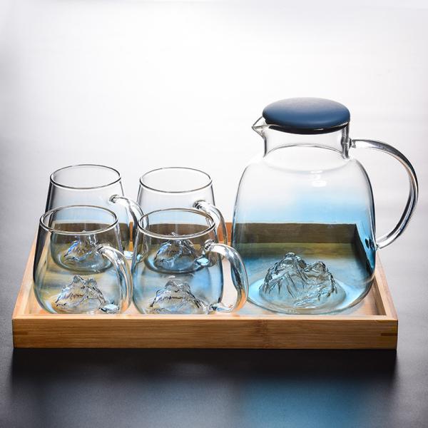 Juice Beverage 1800ml Hand Blown Glass Water Pitcher