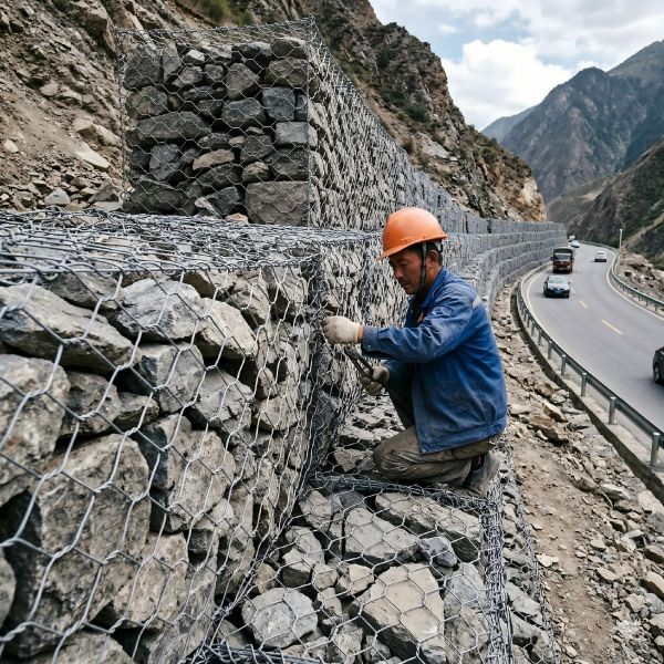 PVC Coated Anti-Corrosion Gabion Wire Mesh Box For Slope Stabilization Retaining Wall