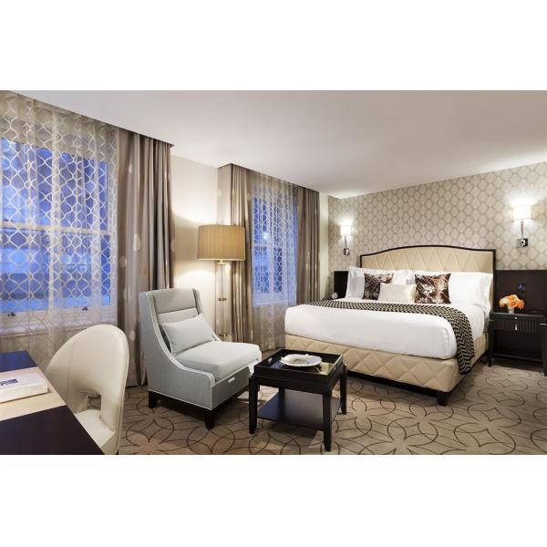 Leather King Size Bed Hotel Furniture Set / 5 Star Hotel Furniture