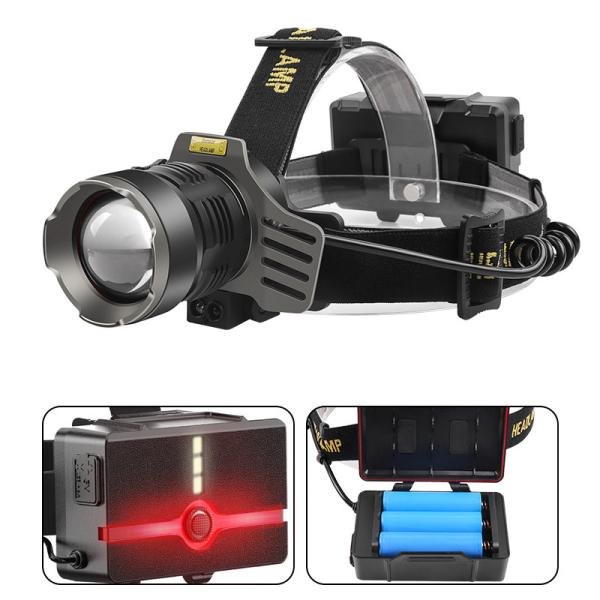FTH653-1 Перезаряжаемый фар 1200 Люмен водонепроницаемый IPX4 с черным алюминиевым сплавом + ABS