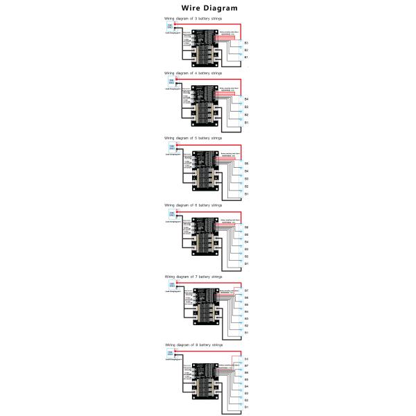 Enerkey 3S 4S 5S 6S 7S 8S 120A Li-ion/Lto/SIB/Lifepo4 BMS para 12V 16V 20V 24V 28V 32V 18650 Batería