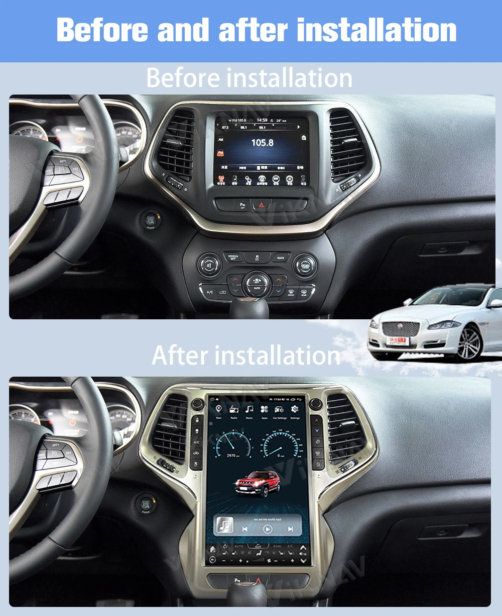 Автомобиль 2014 2018 Jeep Grand Cherokee Замена радио Авто стерео 13,6 дюйма OEM