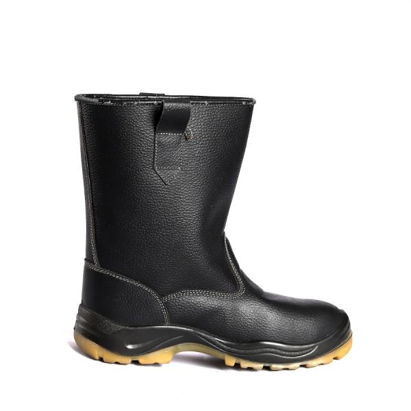 Steel Toe Lace Up Cut Black Split Cow Leather Anti Slip Protection Brand Safety Shoes