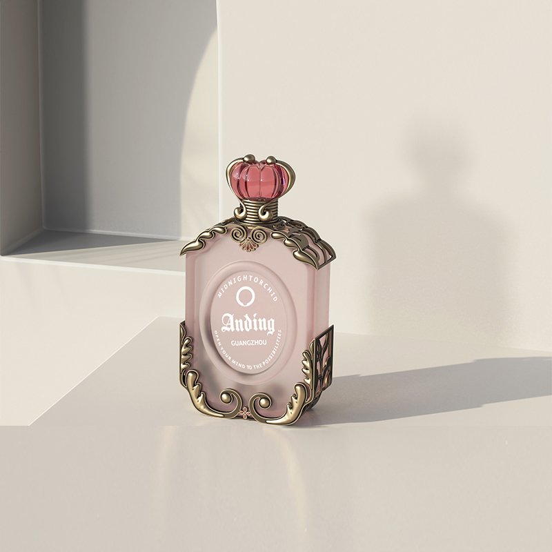 Unique Perfume Bottles 100ml Glass Pink Metal Frame Pumpkin Cap Empty Spray Luxury