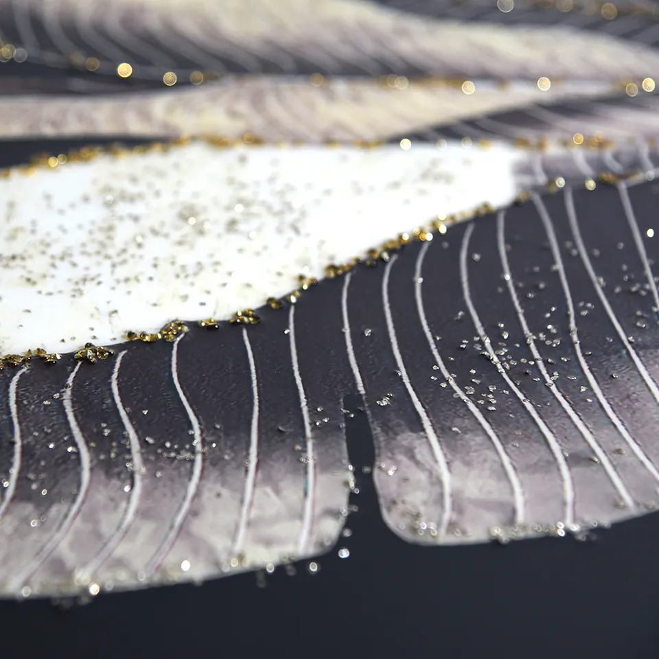 Custom Designs Crystal Porcelain Wall Art Decor Painting UV Print 3D Plantain Leaves