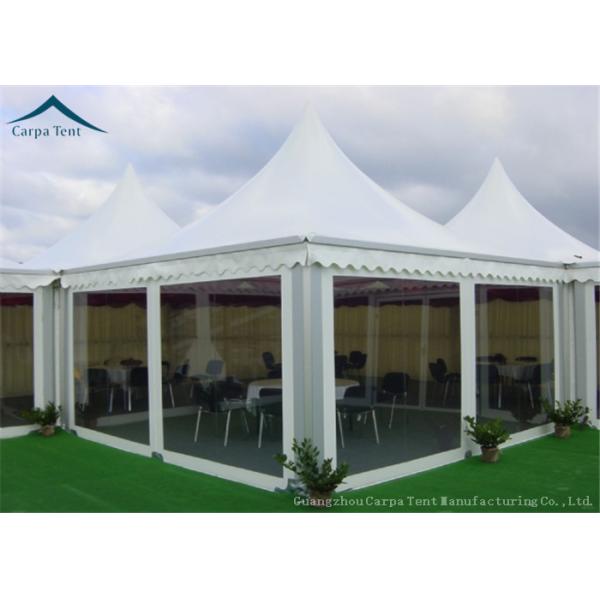 White PVC 5x5m Party Pavilion Tent With French Glass Wall Windows