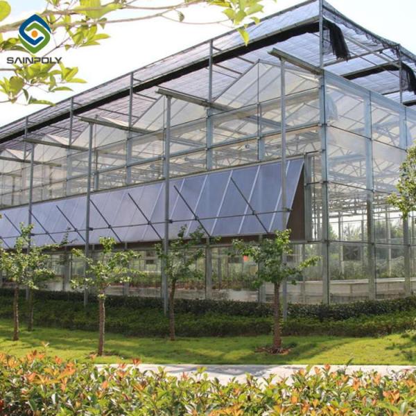 Exhibition Multi Span Greenhouse , Glass Green Houses Hanging Load 0.15KN/M2