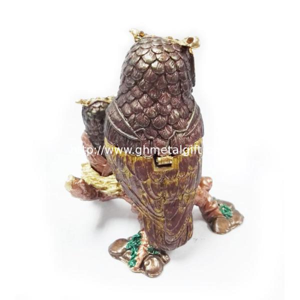 Mun and baby owl bird jewelry box enamel owl trinket jewelry owl decorative box  trinket box