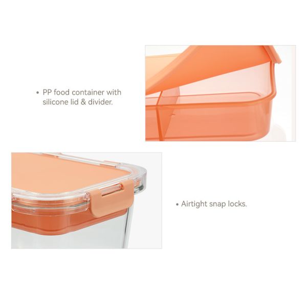 IKOO Double Layer Glass Food Container with Divider
