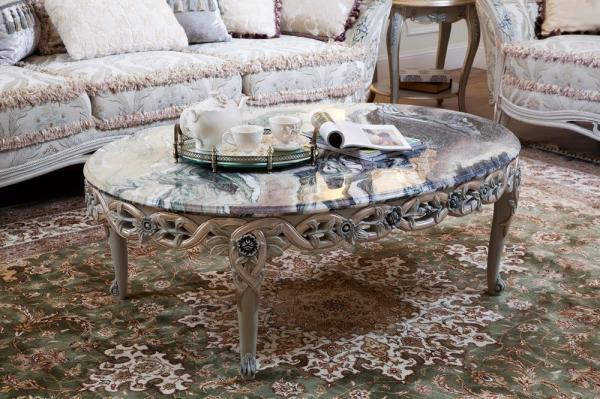 Italian Style Classic Carved Wood Marble Coffee Center Table Living Room Furniture For Sale
