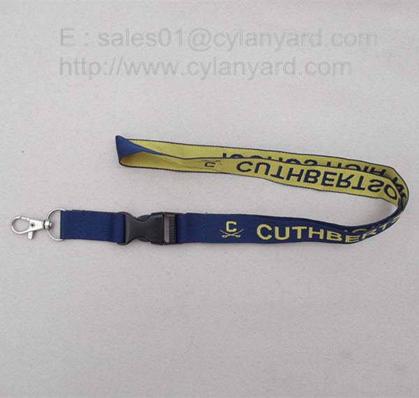polyester embroidered woven lanyards,economic woven jacquard neck lanyard factory in China
